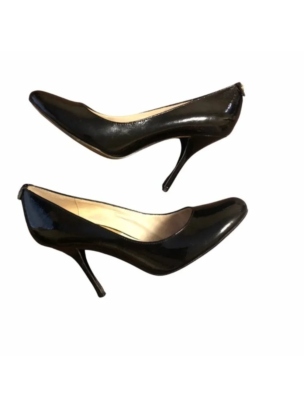 Michael Kors Black Patent Leather Heels Womens Size 7 Stiletto Round Toe Logo